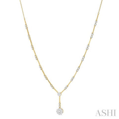 1 7/8 Ctw Circular Bar Link Lovebright Round Cut Diamond Necklace in 14K Yellow and White Gold