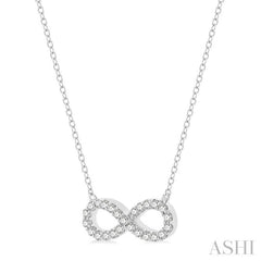 1/4 Ctw Round Cut Diamond Infinity Pendant With Chain in 14K White Gold