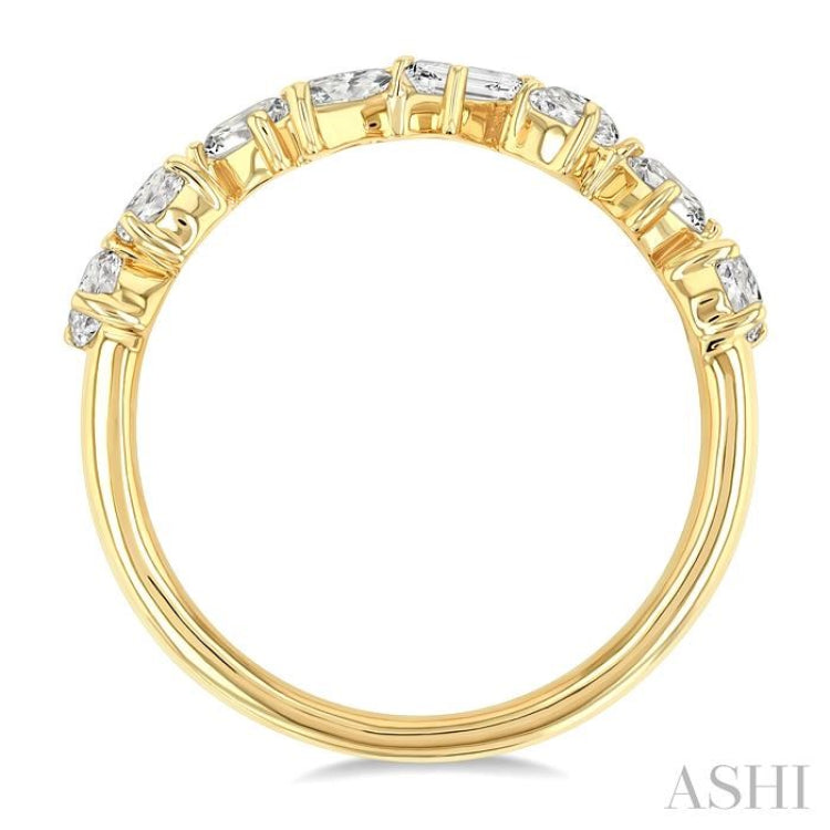 1 1/10 Ctw Mixed Shape Diamond Fashion Band in 14K Yellow Gold