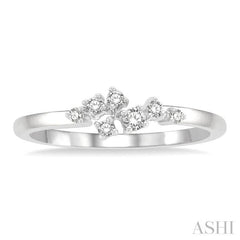 1/8 Ctw Petite Open Center Scatter Round Cut Diamond Fashion Ring in 14K White Gold