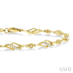 1/4 Ctw Art Deco Lattice Kite Round Cut Diamond Fashion Tennis Bracelet in 10K Yellow Gold