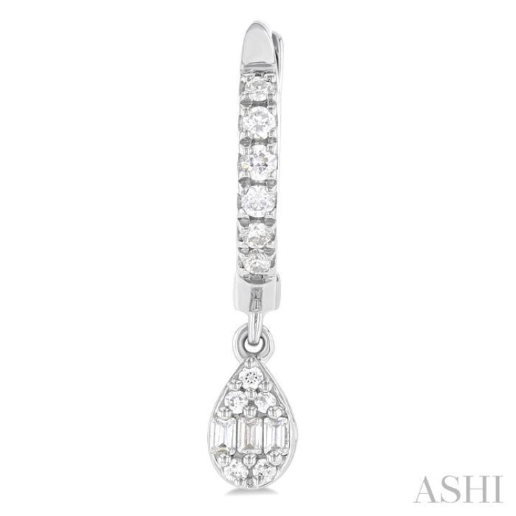 1/3 Ctw Petite Pear Shape Fusion Diamond Fashion Huggies in 10K White Gold