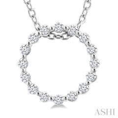 1/10 Ctw Circle Round Cut Diamond Pendant With Chain in Sterling Silver