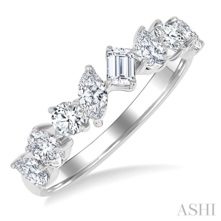 1 1/10 Ctw Mixed Shape Diamond Fashion Band in 14K White Gold