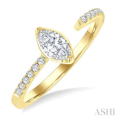 3/8 Ctw Marquise and Round Cut Diamond Fashion Open Ring in 14K Yellow Gold