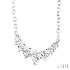 1/8 Ctw Graduated Diamond Smile Petite Necklace in 10K White Gold