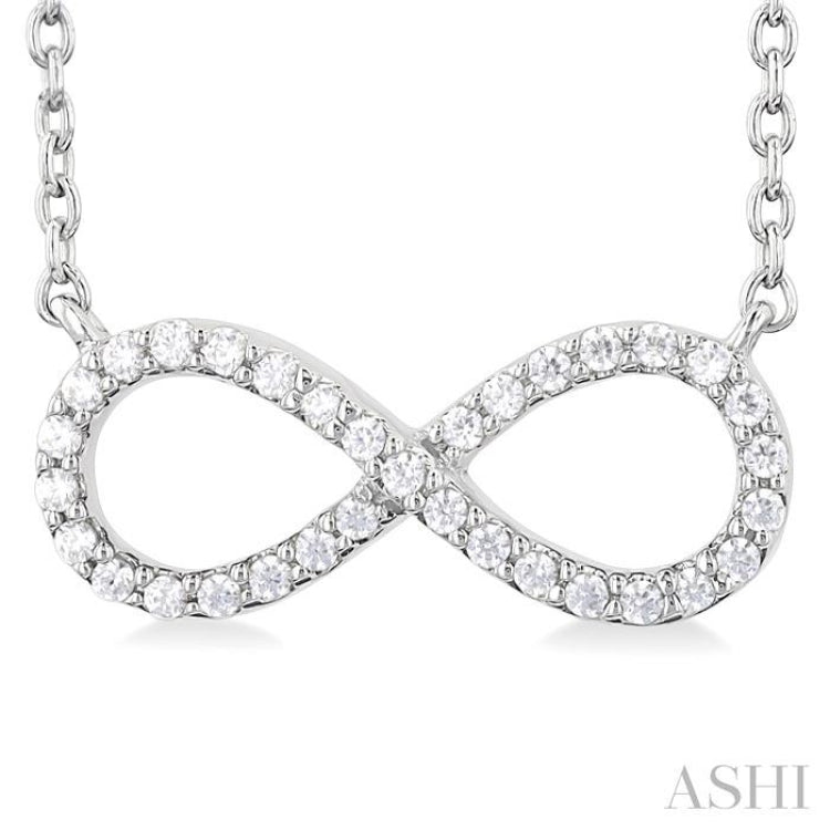1/10 Ctw Round Cut Diamond Infinity Petite Pendant With Chain in 10K White Gold