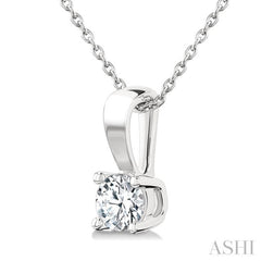 1/4 Ctw Prong Set Round Cut Diamond Solitaire Pendant With Chain in 14K White Gold