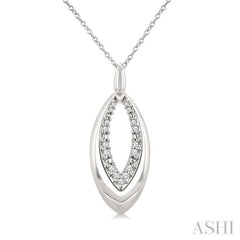 1/10 Ctw Marquise Shape Inner Link Round Cut Diamond Pendant With Chain in Sterling Silver